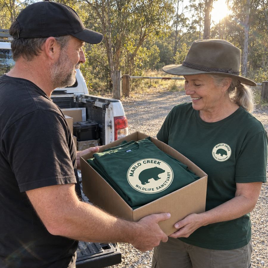 Handing the box over at the sanctuary
